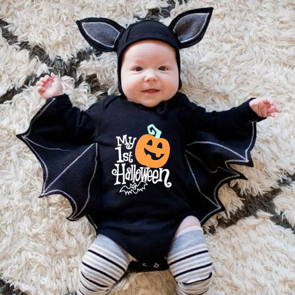 

Baby Costumes Baby Halloween Bodysuit Rompers Hooded The Day of the Dead Suit Baby's First Halloween Bat Climbing Suit For Baby