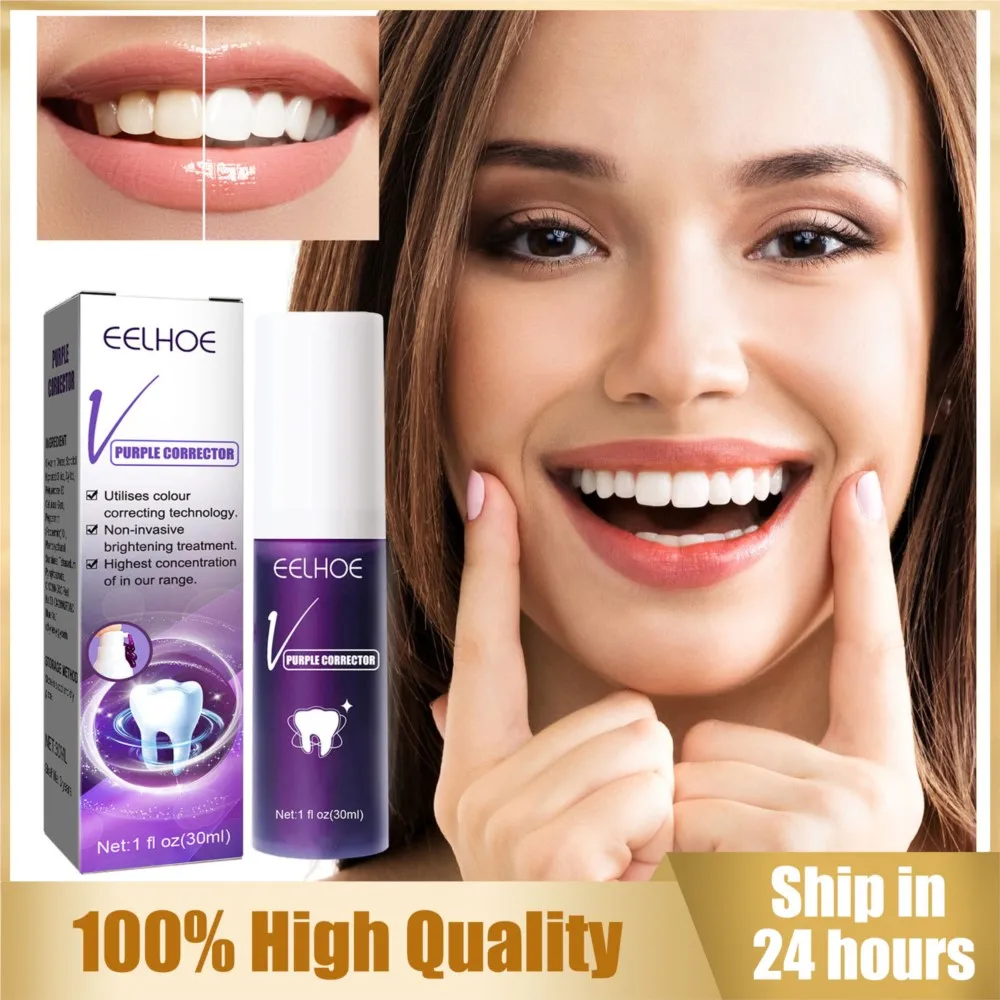 

Teeth Whitening Toothpaste Remove Reduce Yellowing Teeth Stains Odor Oral Fresh Breath Brightening Care Purple Toothpaste Bleach