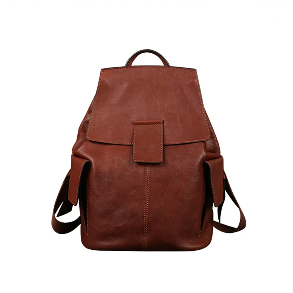 

2022 Retro Genuine Leather Backpack Large Capacity First Layer Cowhide Women Bag Leisure Trave Bags