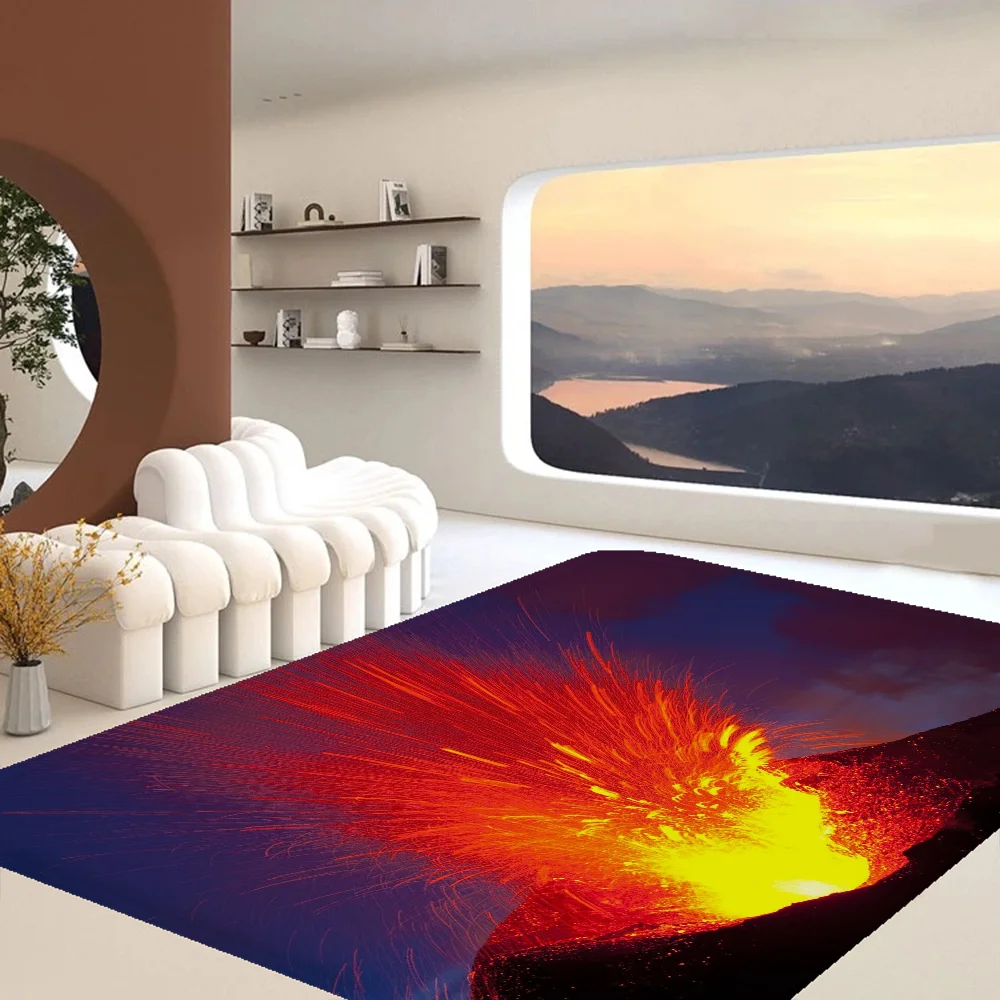 Volcanoes Hallway Carpet Retro Multiple Choice Living Room Kitchen Rug Non-Slip Welcome