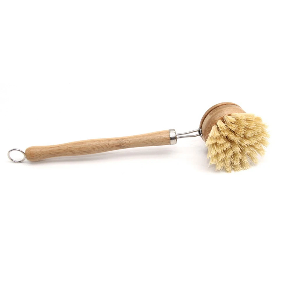 

Plant Based Sisal Hemp Cleaning Brush Wooden Long Handle Vegetable Scrub Brush Head Replacement Biodegradable Kitchen Brushes