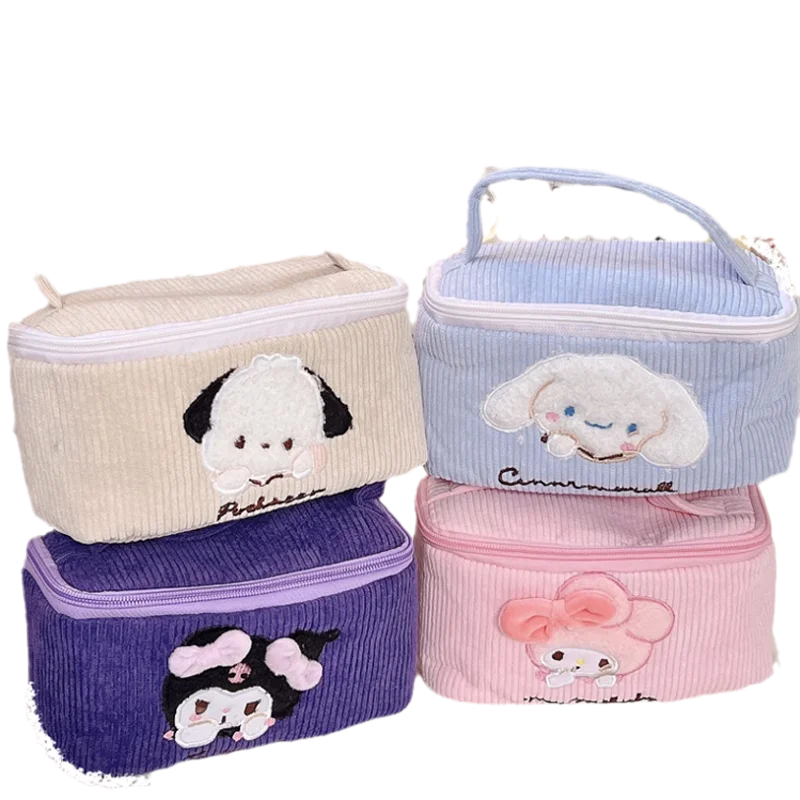 

Kawaii Cinnamoroll My Melody Kuromi Брезентовая Сумка-тоут косметичка аниме Sanrio милая девочка сердце портативная косметичка с вышивкой