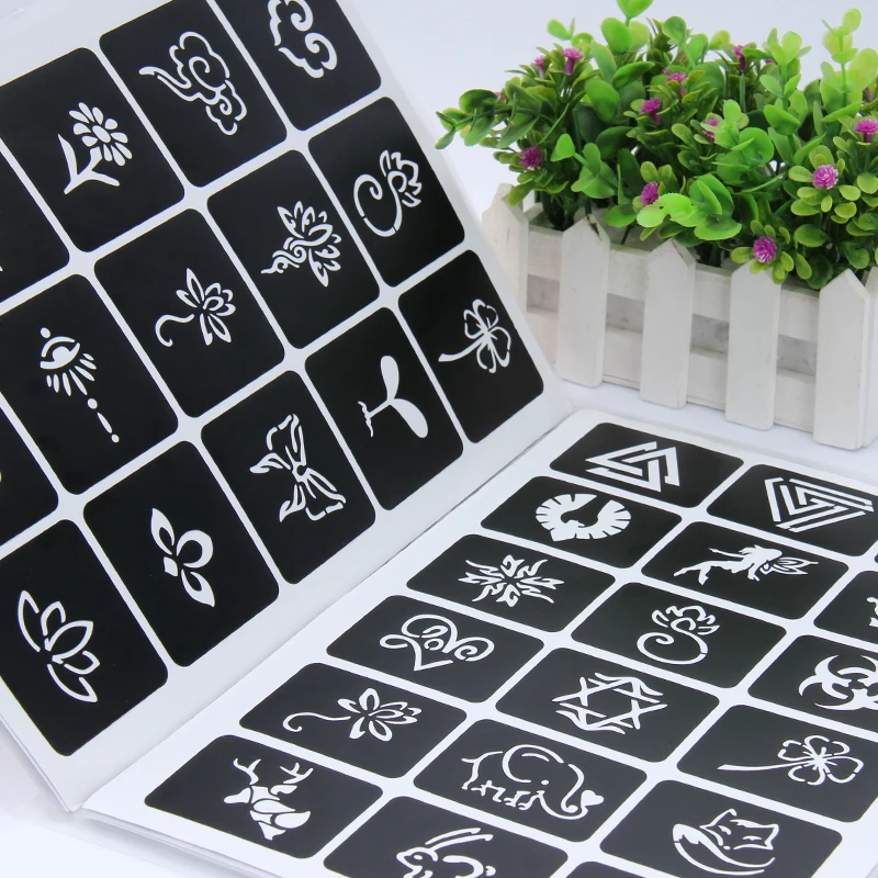 A4 Size Thousands of Patterns Reusable Temporary Henna Tattoo Stencil Face Tattoo Supplies Stencils for Airbrush Painting Arrow