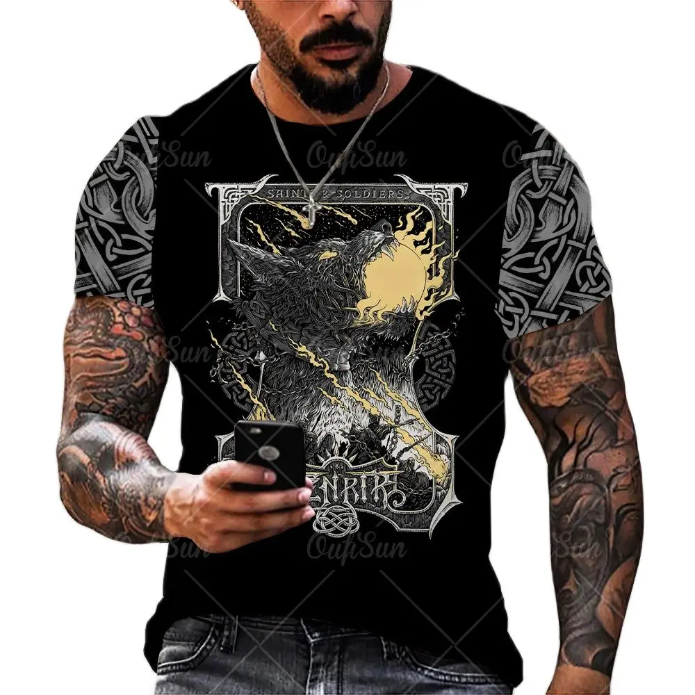 

Summer Men 3D Printed T Shirt Free Shipping Viking Style Daily Casual Round Neck Short Sleeve Tees Plus Size Top camisetas