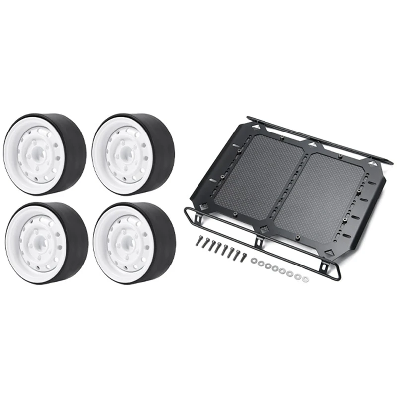 

Luggage Carrier Roof Rack With 4Pcs 1.9Inch Beadlock Wheel Rim Hub,For 1/10 RC Crawler Traxxas TRX6 G63 TRX4 G500