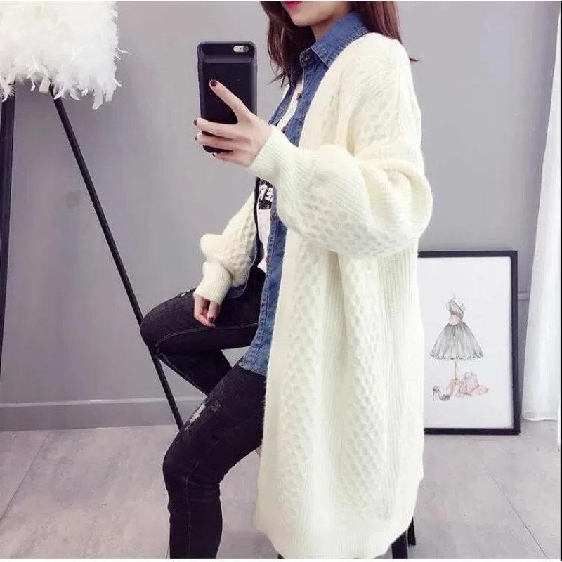 

Wholesale 2023 Spring And Autumn Fashion Long Section Sweater Cardigan Female Students Loose Medium-Length Section