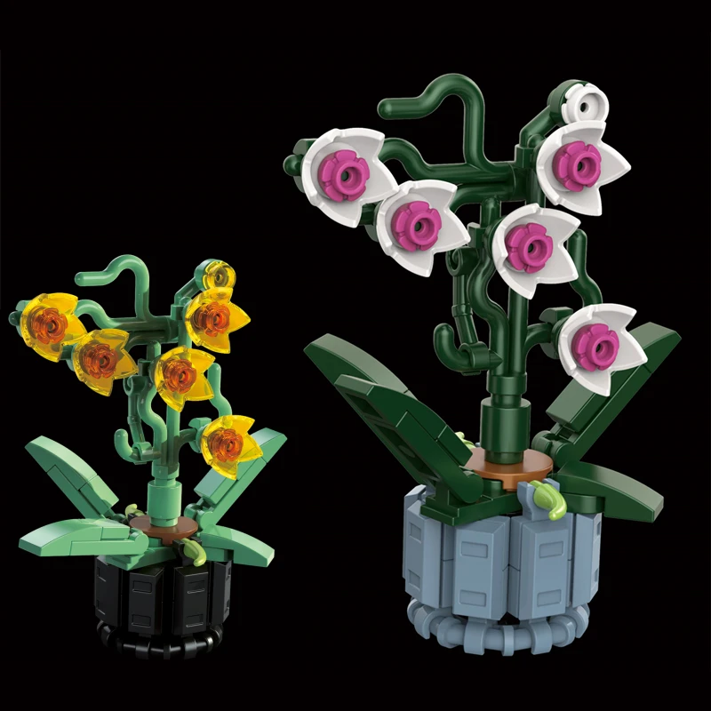 

Новинка, MOC 19013, 71 шт., креативная модель цветов, строительные блоки, кирпичи, сборка орхидеи в горшке, фотоальбом, Детские Рождественские пода...
