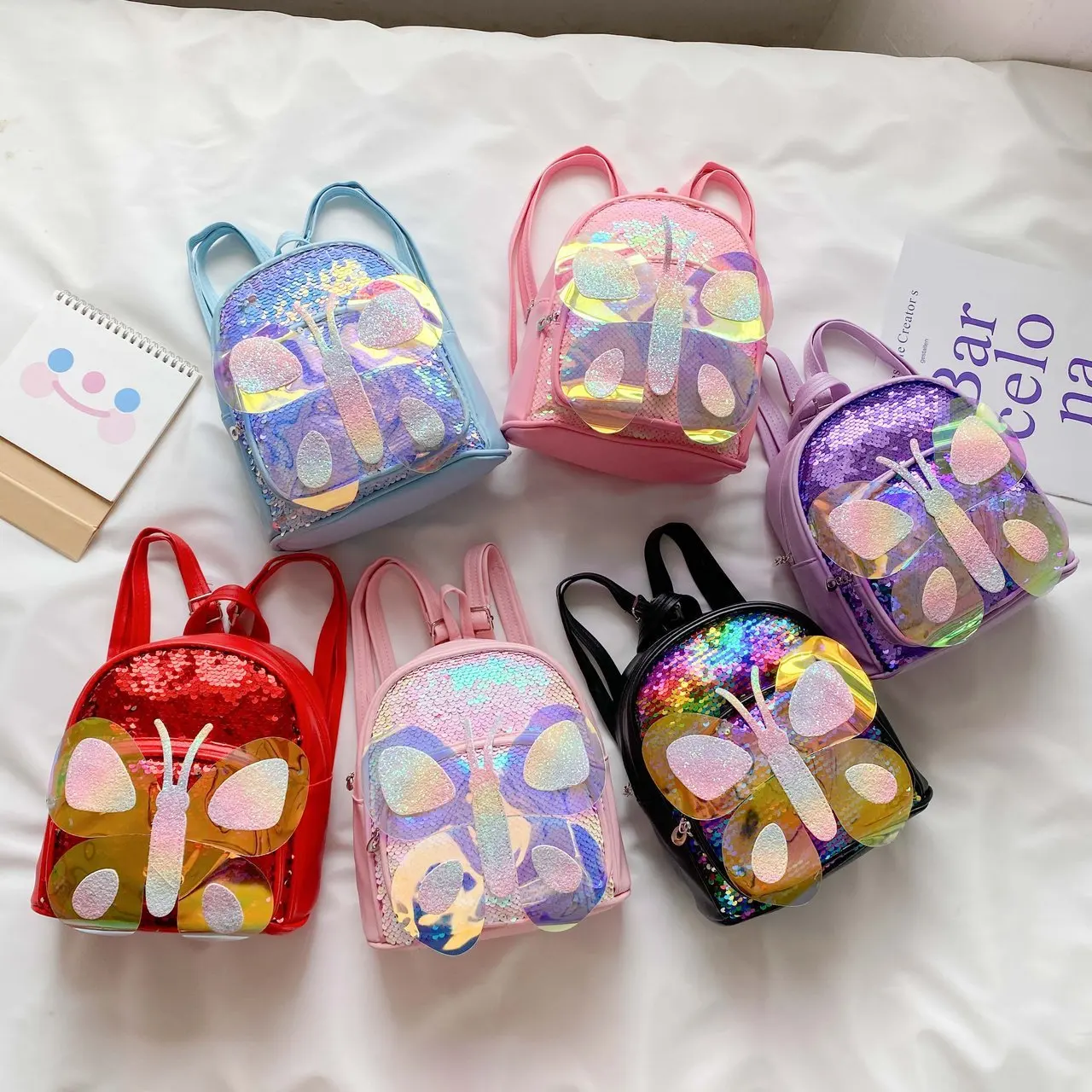 Children's Backpack Girls Cute Animal Butterfly Sequins Kids Kindergarten School Bag Baby Home Snacks Toys Travel Storage Bag