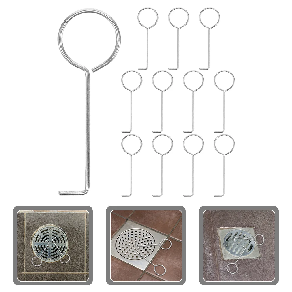

12 Pcs Floor Drain Handle Hook Removal Hooks Tool Grate Shower Remove Stainless Steel Reusable Lifting Hanging