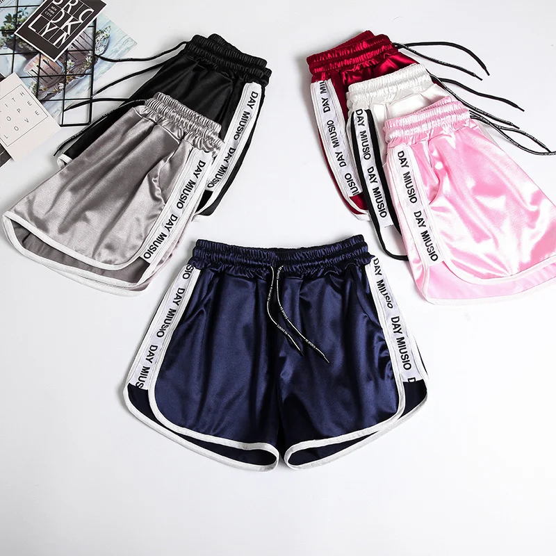 

2023Casual shorts, Striped Sports Training Shorts Women's Jogging Lace-up Women's Elastic Waist Shorts Summer Patch Sports Loos