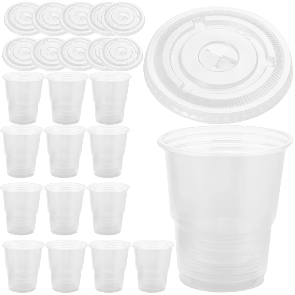 

50 Sets Disposable Coffee Cups Transparent Beverage Cups Milk Tea Wrapping Cups