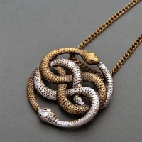 vintage double snake pendant necklace for men womens goth punk chain necklace retro jewelry accessories