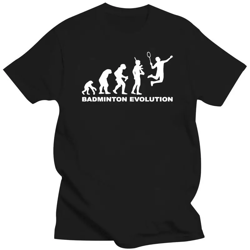 

Новинка 2022, Лидер продаж, футболка из 100% хлопка унисекс Evolution Of BADMINTONS, забавная футболка с воланом и ракеткой Badmington