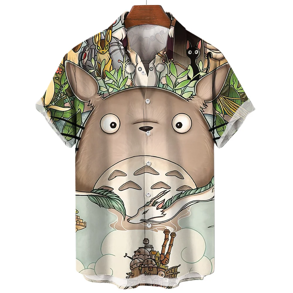 

Men's Shirt Popular Fashion Cartoon 3D Printing Design Summer Short Sleeve Button Men's Shirt Harajuku Trend Hawaiian Shirt