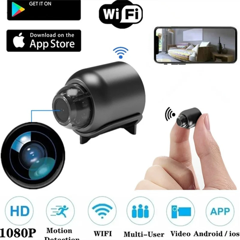 

Беспроводная мини-камера видеонаблюдения, Wi-Fi, 1080P