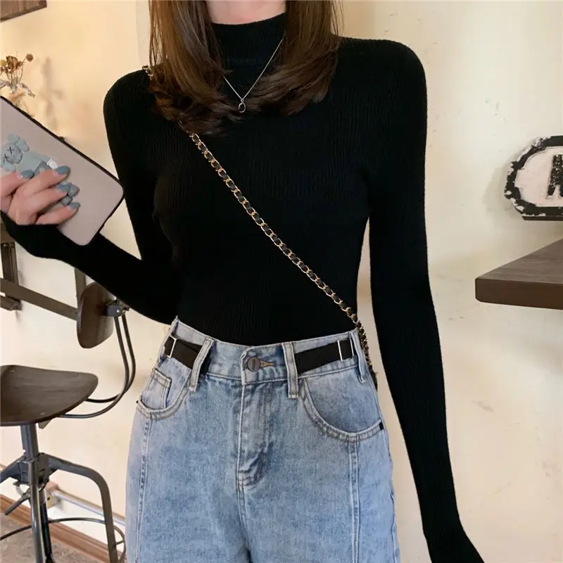 

Basic Half Turtleneck Slim Sweater Pullover Women Autumn winter Casual long Sleeve Knitting Sweater For women Female Jumpers top