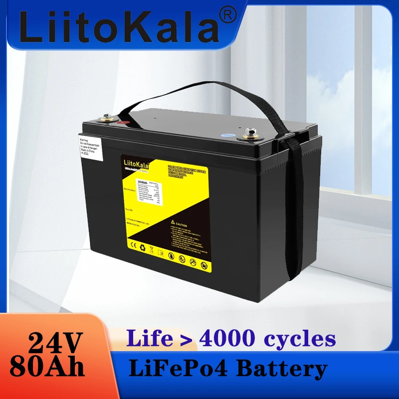 

Аккумуляторная батарея LiitoKala lifepo4 24 в 80 Ач 70 ач с 100А BMS для мотоцикла, солнечная система, электроскутеры на колесах