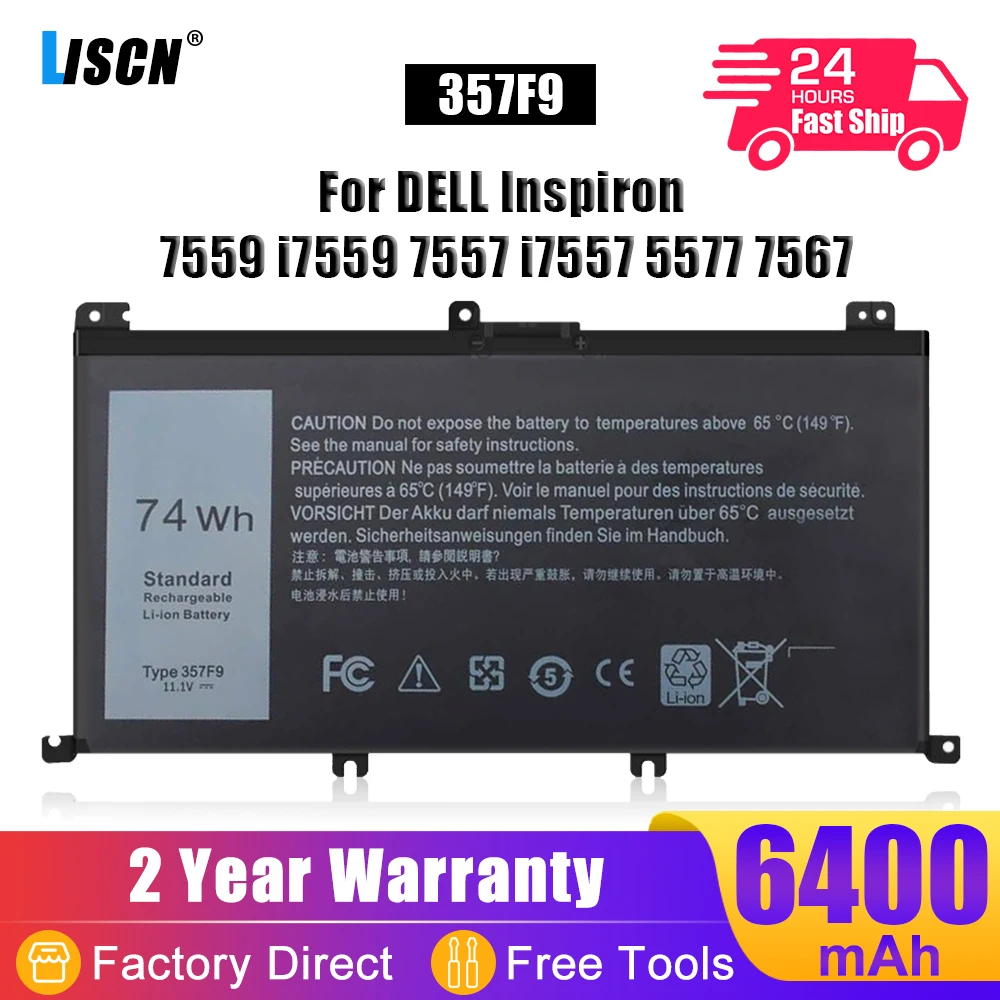 LISCN 11 4 V 74Wh 357F 9 Аккумулятор для DELL Inspiron 15 Gaming 7559 i7559 7557 i7557 5577 7567 5576 7566 P65F P57F P65F001 0GFJ6