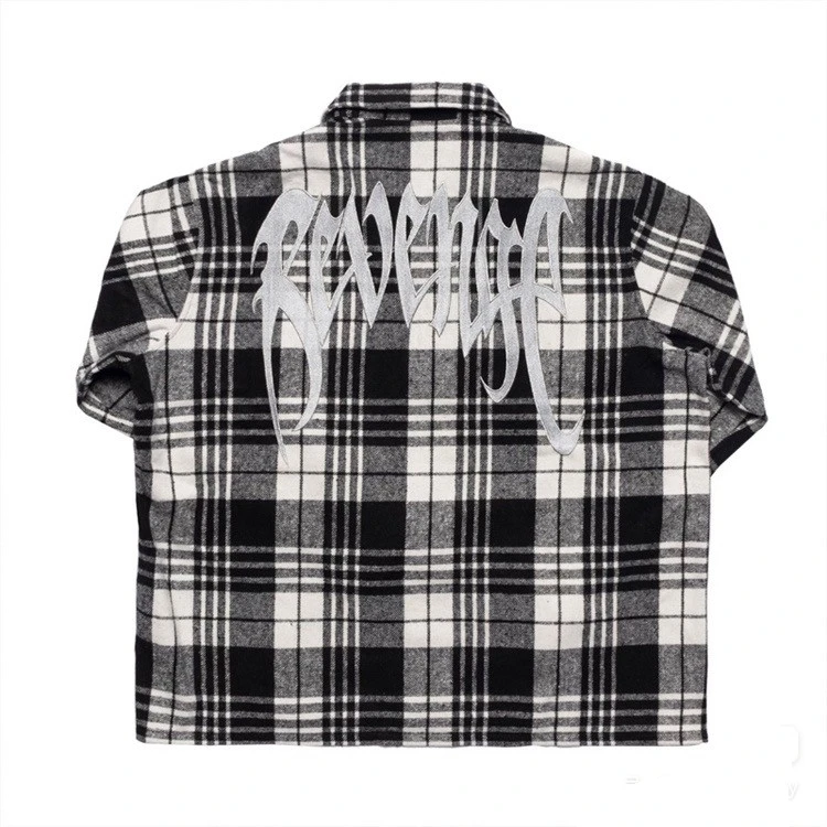 

New 2022 luxury Men West Coast Flannel Plaid Metal Revenge Wool Coats & Jackets / Down Coats Shirts Cotton Warm Winter #A554