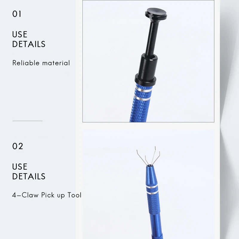 

8 Pcs 4-Claw Pick Up Tool For Small Parts Pickup Metal Grabber IC Chips Metal Grabber Claw Pickup Tweezers
