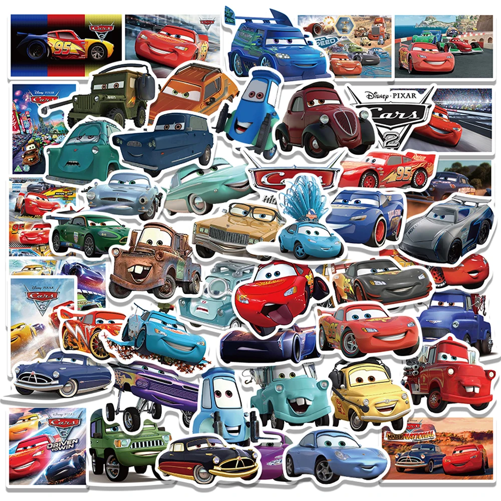 10/30/50pcs Disney Pixar Cars Lightning McQueen Cartoon Stickers Laptop Skateboard Car Phone Waterproof Sticker Decal Kid Toy