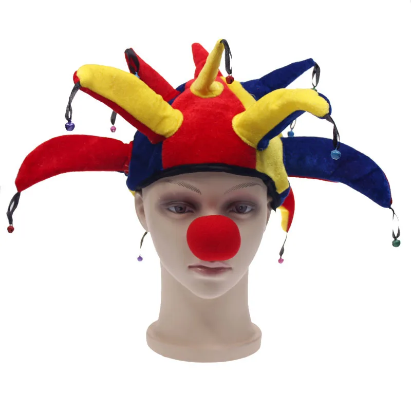 

Halloween Costume Clown Headgear Funny Joker Performance Props Hat and Nose