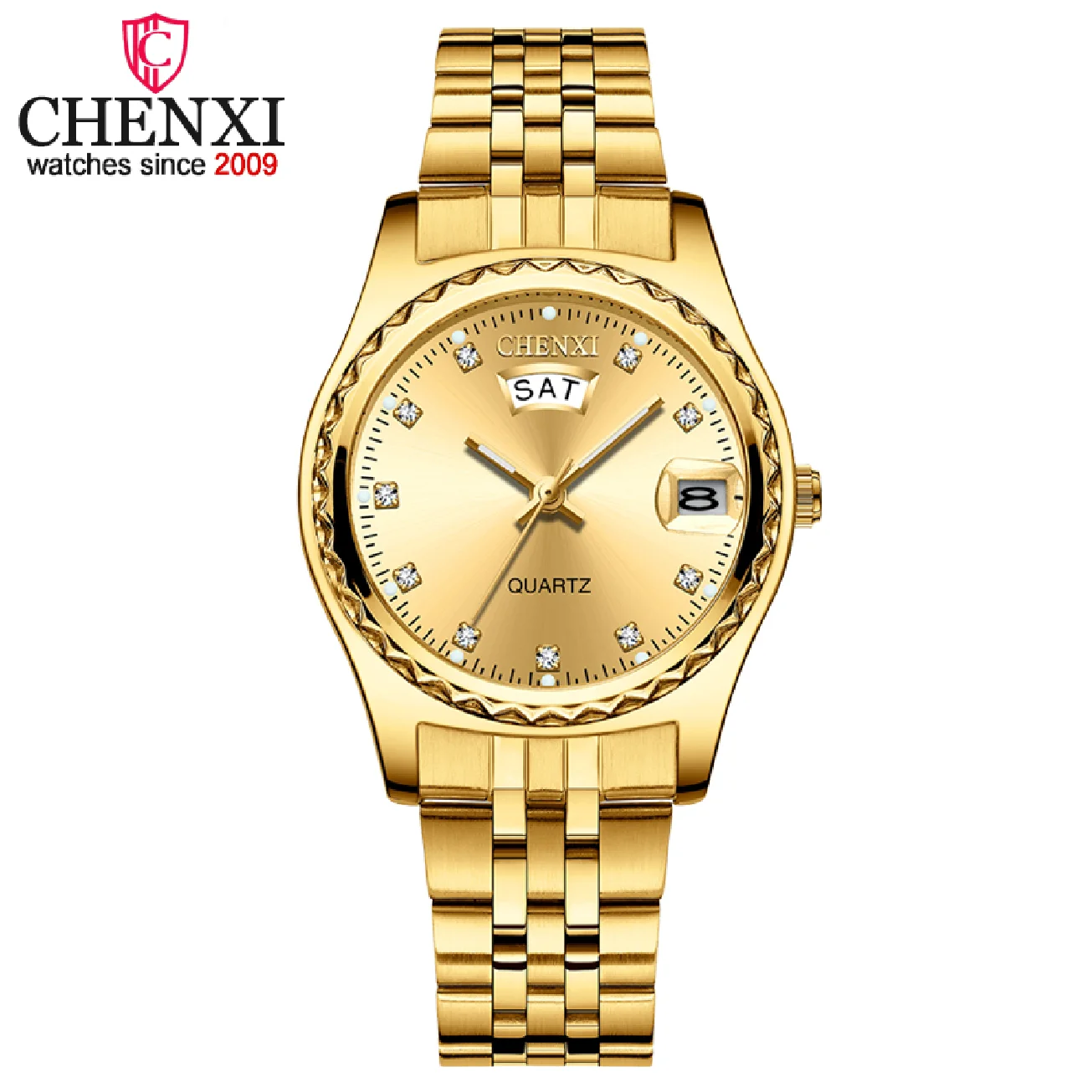 Enlarge 2022 CHENXI New Gold Watches Women Dress Watch Fashion Ladies Rhinestone Quartz Watches Female WristWatch Clock Relogio Feminin