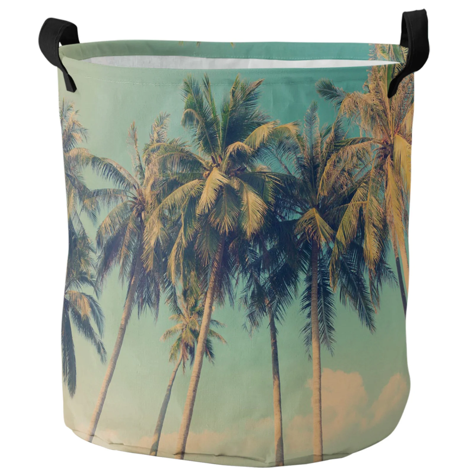 

Корзина для белья с тропическими пальмами, голубым небом и белыми облаками, корзина для хранения игрушек, складные коридорные корзины для о...