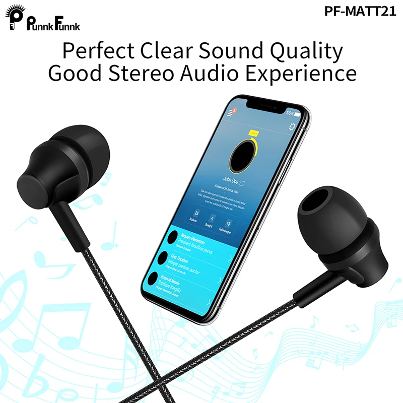 punnkfunnk wired earphones sport headset 1 2m in ear deep bass stereo earbuds wmic for iphone samsung huawei xiaomi vivo oppo free global shipping