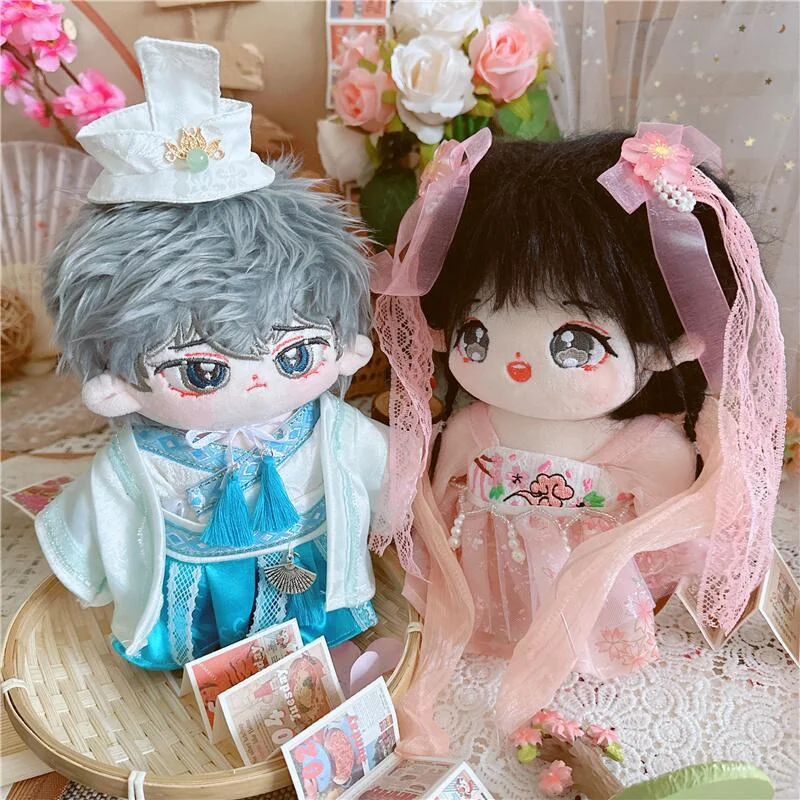 

Human Cotton Doll 20cm Baby Clothes Cherry Blossom Costume Men Women Clothing Doll Dress Up