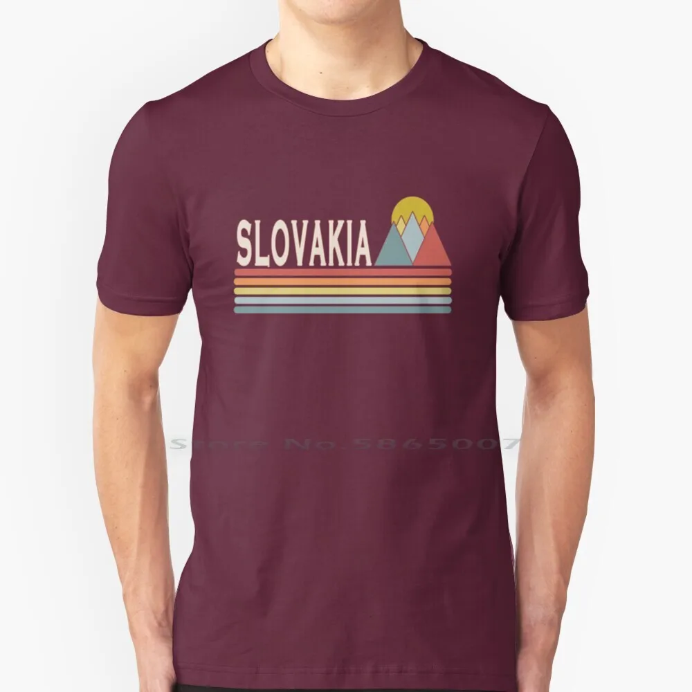 

Retro Style Slovakia Outdoors T Shirt 100% Cotton Landscape Europe Country Slovakian Cycling Climbing Lake Destination Walking