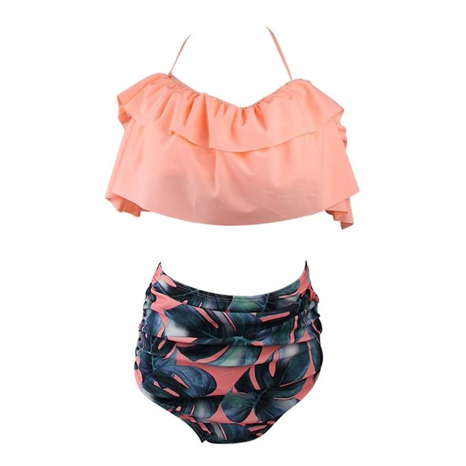 

Женский шикарный комплект бикини с оборками из двух предметов, привлекательный женский купальник с завышенной талией, купальник, мужское бикини на бретелях, вощеное бикини