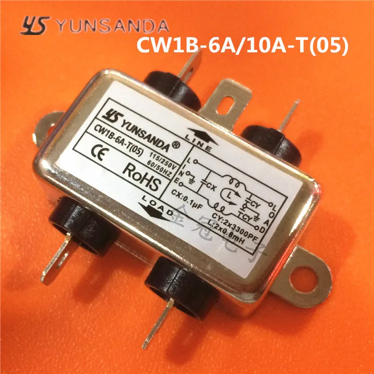 EMI power filter CW1B-3A/6A/10A-T(05) Однофазный AC 110-250V