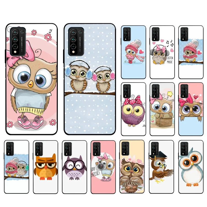 

Cute Cartoon Owl Hearts Lover Phone Case For Huawei Honor 50 30 Pro 10X Lite 20 7A 7C 8X 9X Pro 9A 8A 8S 9S 10i 20S 20lite