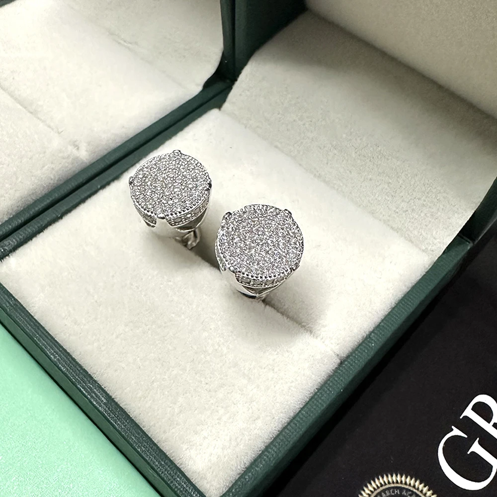 MM Classic Round Moissanite Earrings For Women Real Diamond S925 Silver Ear Studs Men Earrings Jewelry Pass Tester Free Shipping