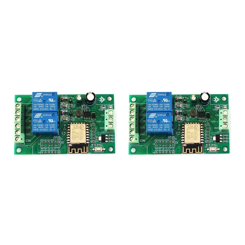 

2 шт., релейный модуль Wi-Fi Esp8266, 2-канальный 5 В/8-80 в, сетевой релейный переключатель для Arduino Ide, дистанционное управление через приложение Smart Home