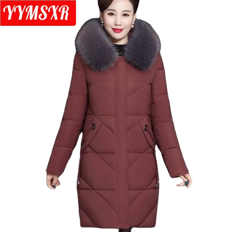 XL-7XL High-quality Middle-aged and Elderly Women's Cotton-padded Clothes Mom Mid-length Thickened Elderly Clothes Female