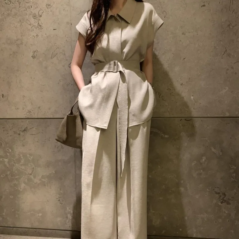 Matakawa блузка и брюки однотонные весенне-летние корейские модные элегантные