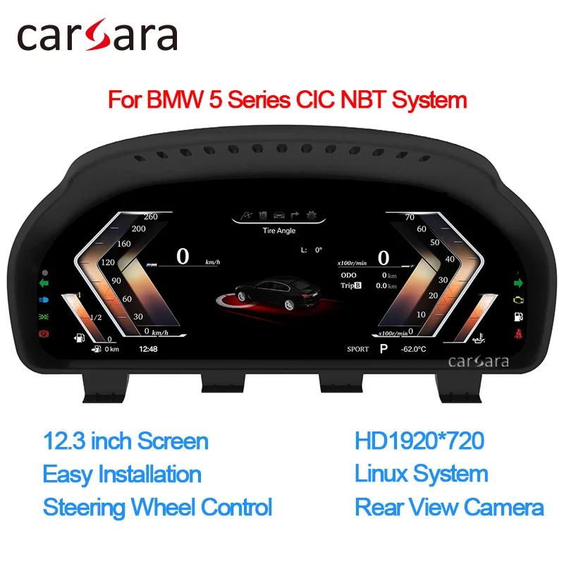 For BMW 5 Series 12.3-inch Digital Cockpit Cluster Display F07 F10 F11 CIC NBT System Retrofit Dashboard Screen LCD Instrument