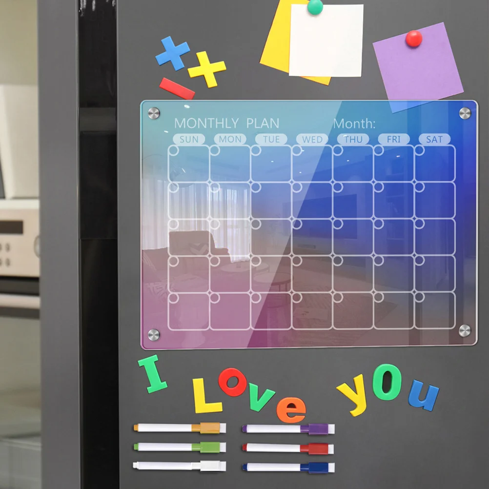 

Fridge Board Magnetic White Pens Schedules Do List Wall Dry Erase Acrylic Whiteboard