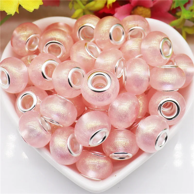 10Pcs Big Hole Round Loose AB Glitter Large Hole Spacer Beads Fit European Style Bracelet Necklaces Hair Beads Earrings Shoelace images - 6