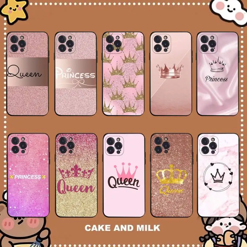 

Rose Gold Pink Princess Queen Phone Case for iPhone 11 12 13 mini pro XS MAX 8 7 6 6S Plus X 5S SE 2020 XR case