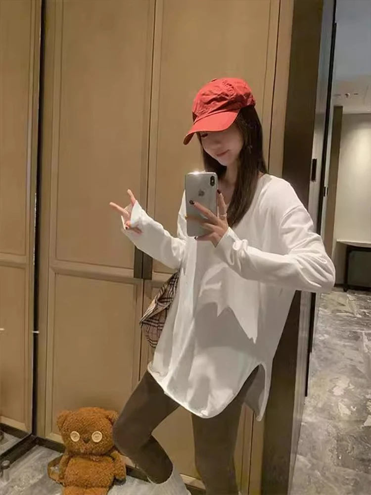 Белая нижняя рубашка на флисовой подкладке женская осенне-зимняя толстовка с