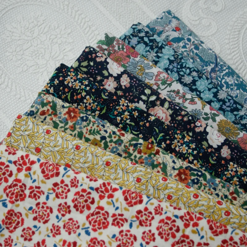 140x50cm Small Floral Poplin Cotton Sewing Fabric, Making Dress Doll Clothes Clothing Handmade DIY Cloth