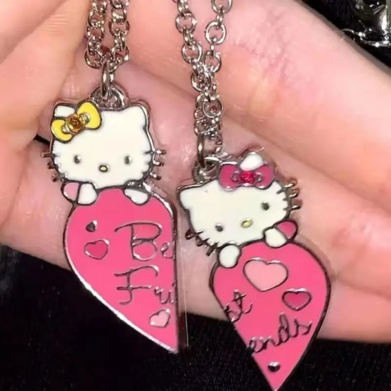 Ожерелье Sanrios Hello Kitty, милый аниме мультфильм, серебро 925 пробы, модный подарок для влюбленных пар на день рождения