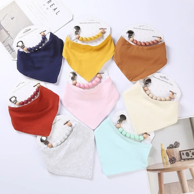 

Infant Baby Pacifier Clip Chain Baby Bib Set for Unisex Toddler Silicone Pacifier Clip Chain Combed Cotton Baby Bib Baby Stuff