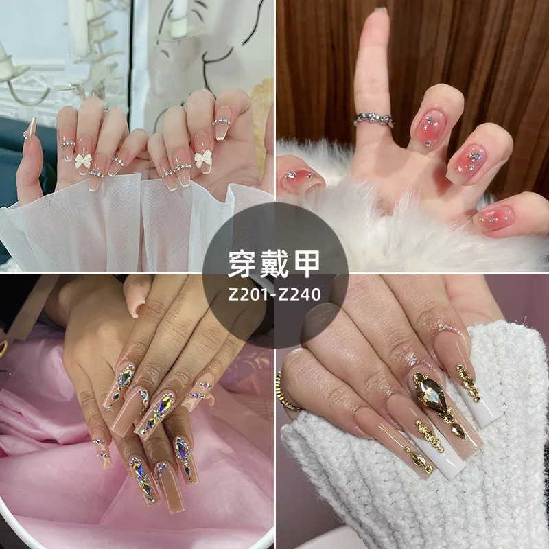 

Nails 24 Pieces of Moon Star Decorative False Nails Detachable Long Fashionable Manicure False Nails Tip Set