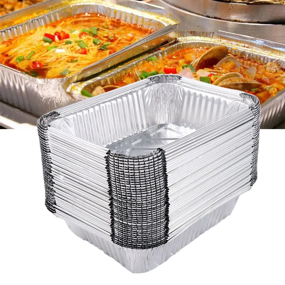

50Pcs Disposable Grease Drip Pan Tin Foil BBQ Drip Pan Grill Catch Tray Recyclable Barbecue Kitchenware Kitchen Supplies
