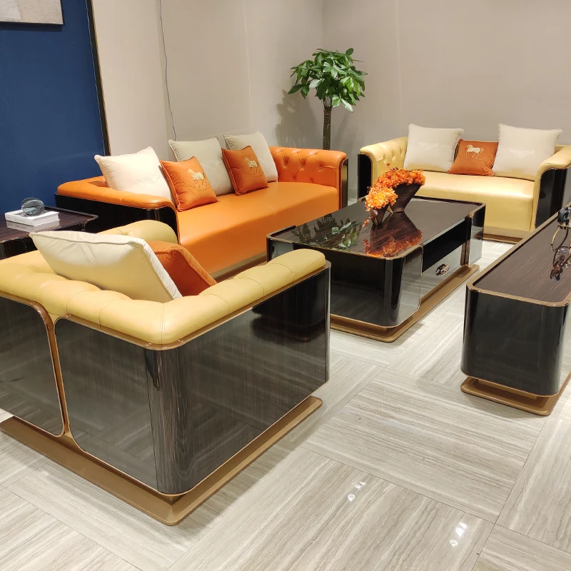 Итальянский роскошный кожаный диван для гостиной современная модель в