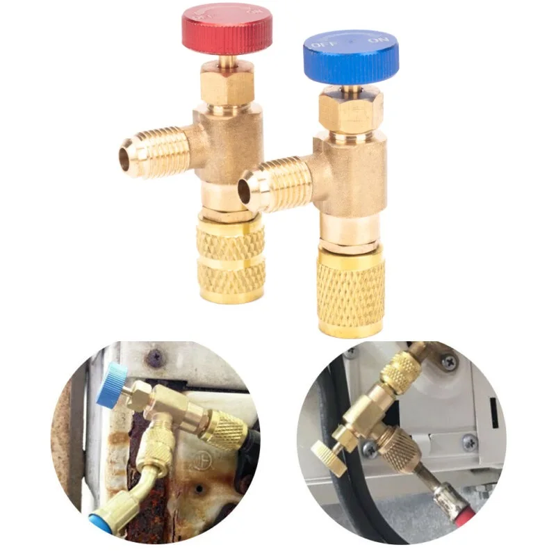 

Air Conditioning Refrigerant Safety Valve R410A R22 1/4 " Refrigeration Charging Safety Liquid Adapter Hand Tool Parts